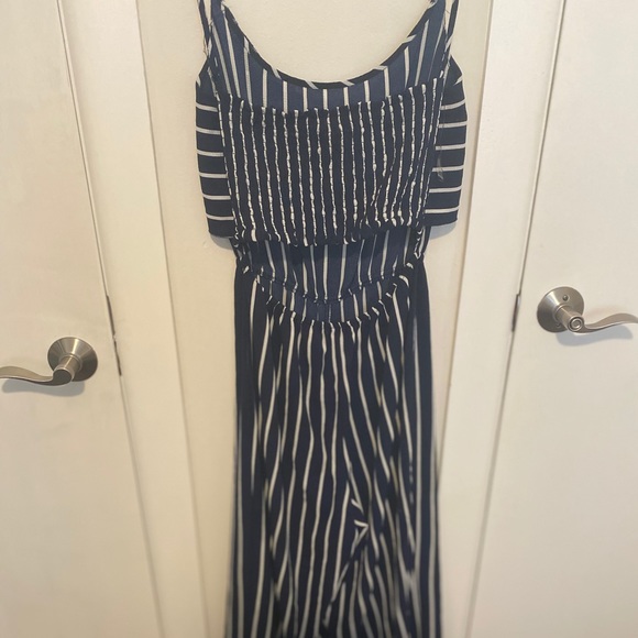 Blue/White Striped Rompers - Picture 2 of 3